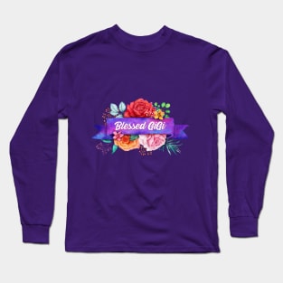 Blessed GiGi Floral Design with Watercolor Roses Long Sleeve T-Shirt